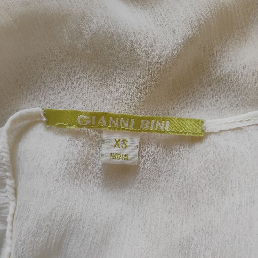 Gianni Bini Yellow and White Semi-sheer Oversized Top - Picture 2 of 8